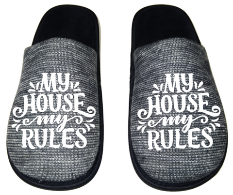 My house my rules Funny Men's Slippers / House Shoes slides dad father husband gift