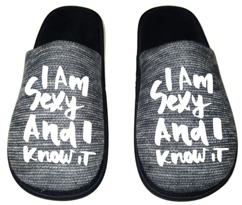 I am sexy and I know it Funny Men's Slippers / House Shoes slides dad father husband gift