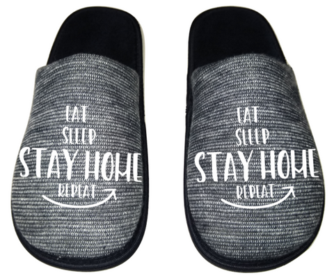 Eat sleep stay home repeat Funny Men's Slippers / House Shoes slides dad father husband gift