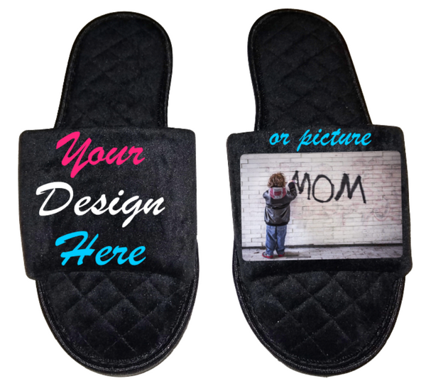 Personalized Women's open toe Slippers House Shoes slides mom sister daughter custom gift