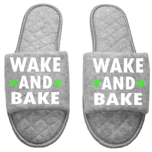 Wake and bake Medical Marijuana mmj medicinal weed 4:20 mary Jane Women's open toe Slippers House Shoes slides mom sister daughter custom gift