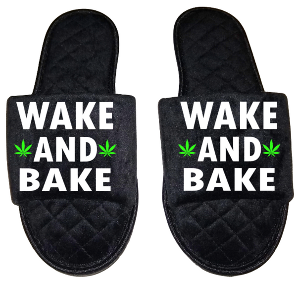 Wake and bake Medical Marijuana mmj medicinal weed 4:20 mary Jane Women's open toe Slippers House Shoes slides mom sister daughter custom gift