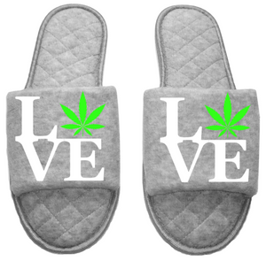 Love Medical Marijuana mmj medicinal weed 4:20 mary Jane Women's open toe Slippers House Shoes slides mom sister daughter custom gift