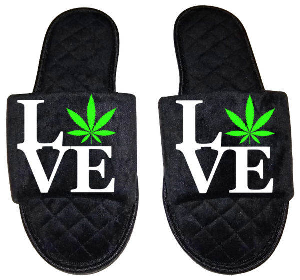 Love Medical Marijuana mmj medicinal weed 4:20 mary Jane Women's open toe Slippers House Shoes slides mom sister daughter custom gift