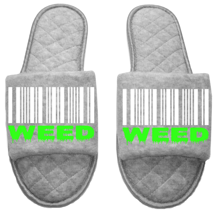 Barcode drip Medical Marijuana mmj medicinal weed 4:20 mary Jane Women's open toe Slippers House Shoes slides mom sister daughter custom gift