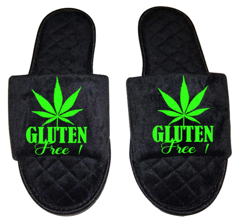 Gluten free Medical Marijuana mmj medicinal weed 4:20 mary Jane Women's open toe Slippers House Shoes slides mom sister daughter custom gift