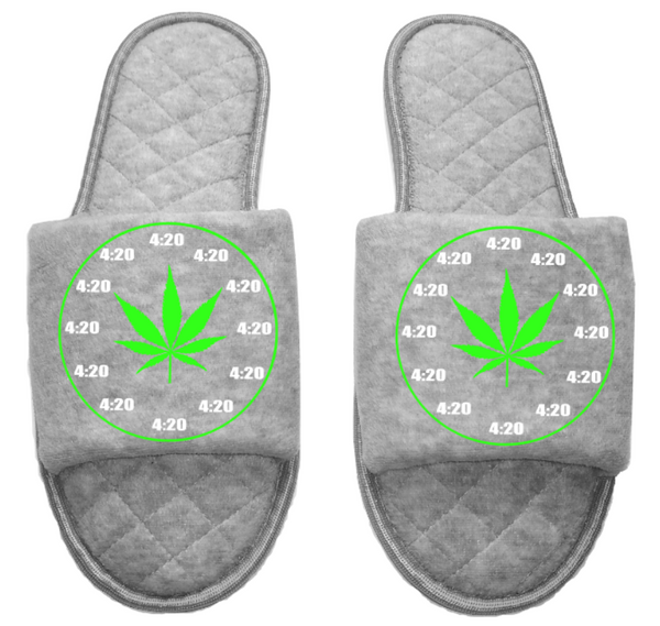 420 clock Medical Marijuana mmj medicinal weed 4:20 mary Jane Women's open toe Slippers House Shoes slides mom sister daughter custom gift