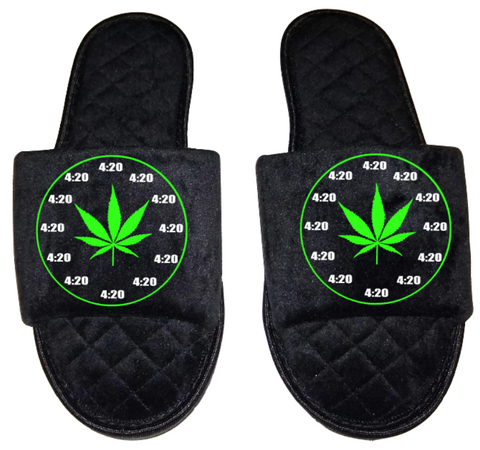 420 clock Medical Marijuana mmj medicinal weed 4:20 mary Jane Women's open toe Slippers House Shoes slides mom sister daughter custom gift