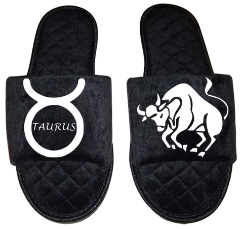 Taurus Zodiac sign Astrology Horoscope Women's open toe Slippers House Shoes slides mom sister daughter custom gift