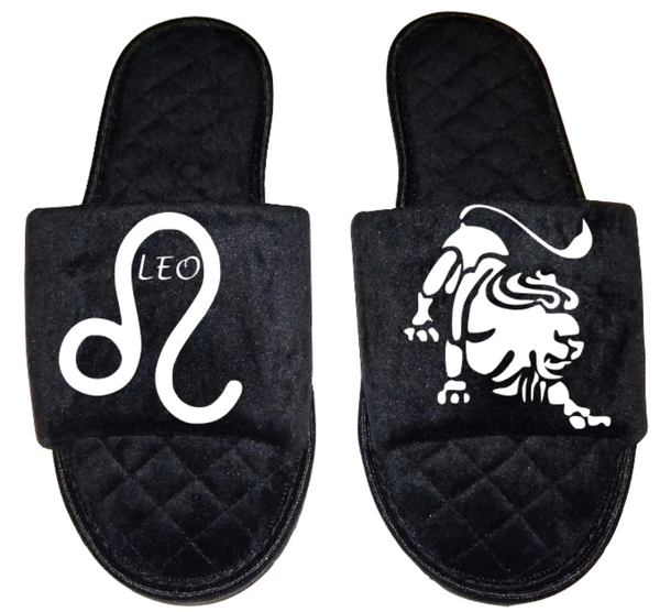 Leo Zodiac sign Astrology Horoscope Women's open toe Slippers House Shoes slides mom sister daughter custom gift