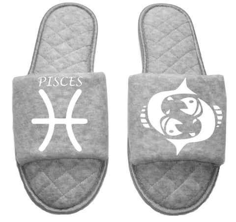Pisces Zodiac sign Astrology Horoscope Women's open toe Slippers House Shoes slides mom sister daughter custom gift