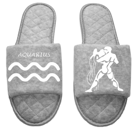 Aquarius Zodiac sign Astrology Horoscope Women's open toe Slippers House Shoes slides mom sister daughter custom gift