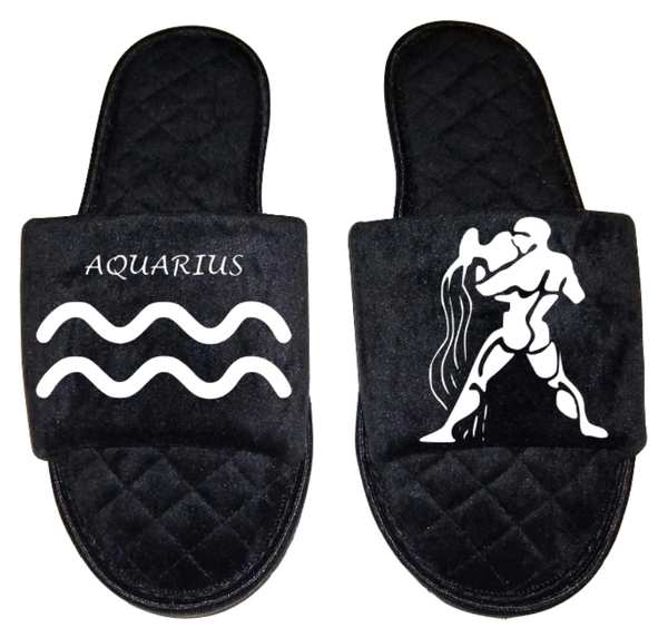 Aquarius Zodiac sign Astrology Horoscope Women's open toe Slippers House Shoes slides mom sister daughter custom gift